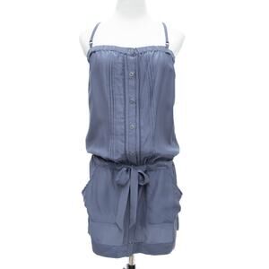 Guess Blue 100% Silk Spaghetti Strap Summer Dress Size 5